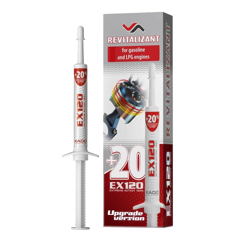 XADO EX120 Motor Oil Additive - Engine Restore - Ceramic-Metal Coating and Revitalizant - Oil Treatment for High Mileage Engines - Restores Worn Metal Parts - for Gas and LPG Vehicles (Syringe 8 ml) - Image 1